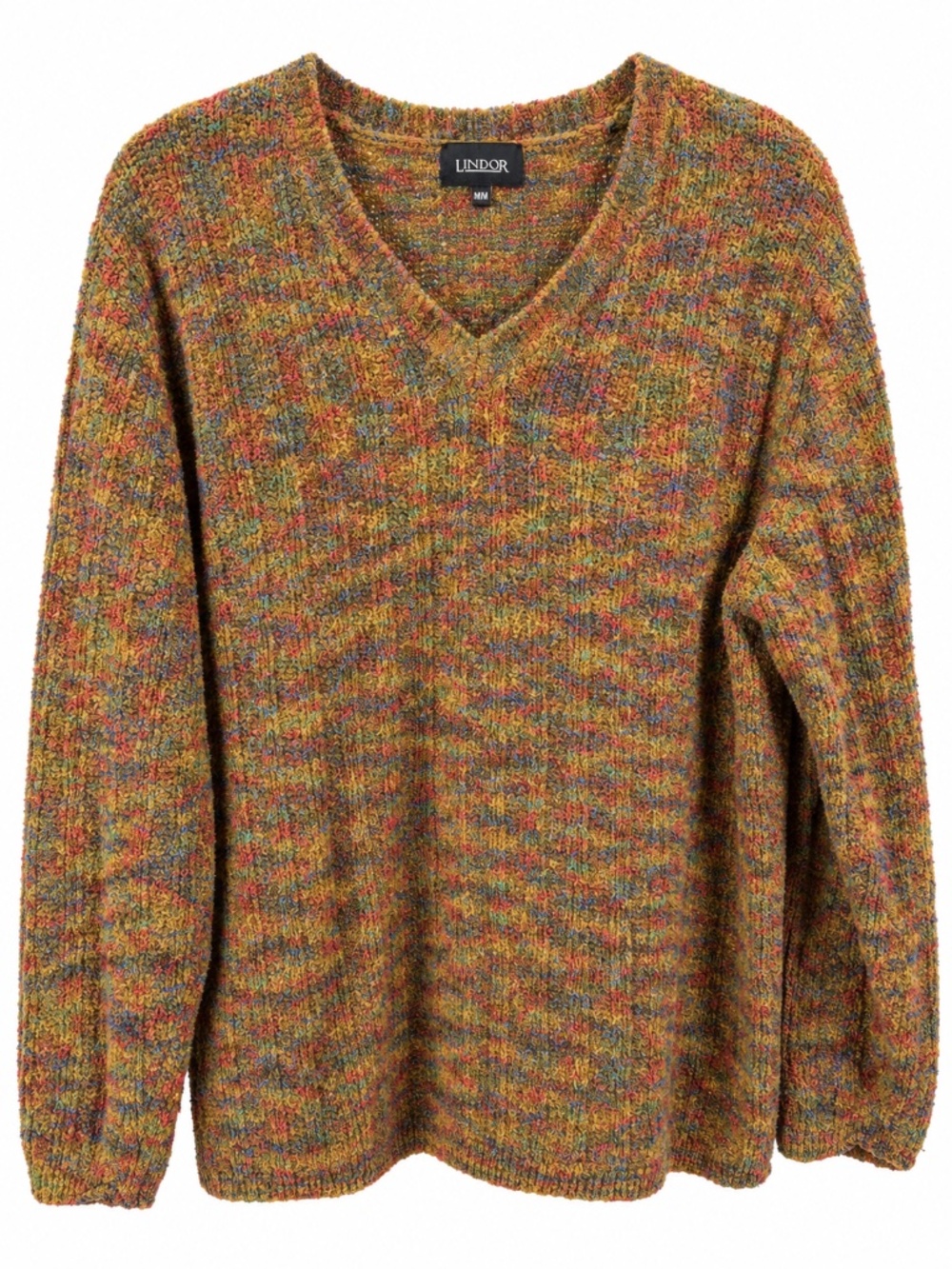 Lindor Multicolour Bouclé V-Neck Sweater Medium Space-Dye Knit